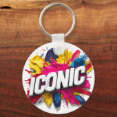 Porte-clés Texte blanc "ICONIC" gras avec éclaboussure de pei (Recto)