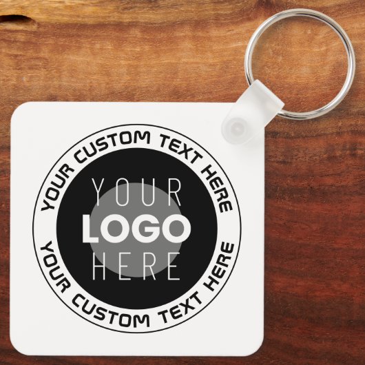 Porte-clés Texte circulaire modifiable et logo remplaçable |  (Verso)