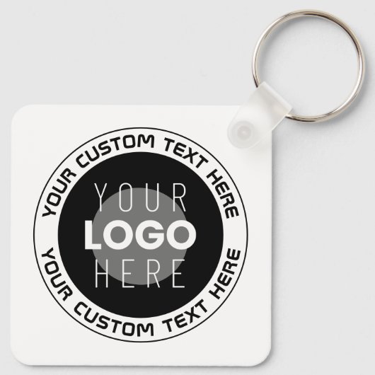 Porte-clés Texte circulaire modifiable et logo remplaçable |  (Dos)