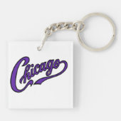 Porte-clés Texte de Chicago dans le Porte - clé de script vio (Dos)