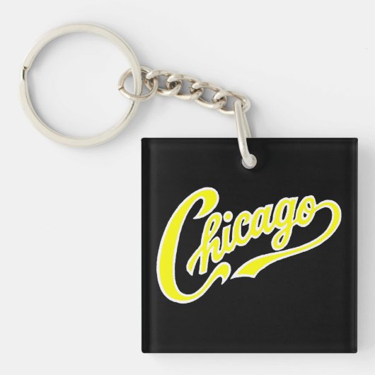 Porte-clés Texte de Chicago en Porte - clé noir de script jau (Devant)