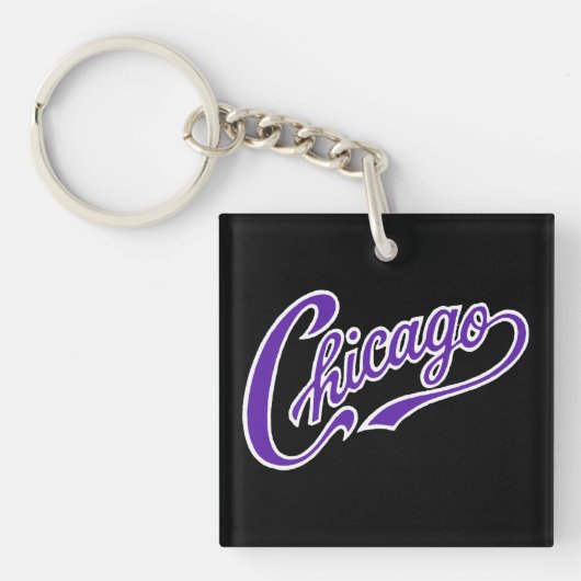 Porte-clés Texte de Chicago en Porte - clé noir de script vio (Devant)