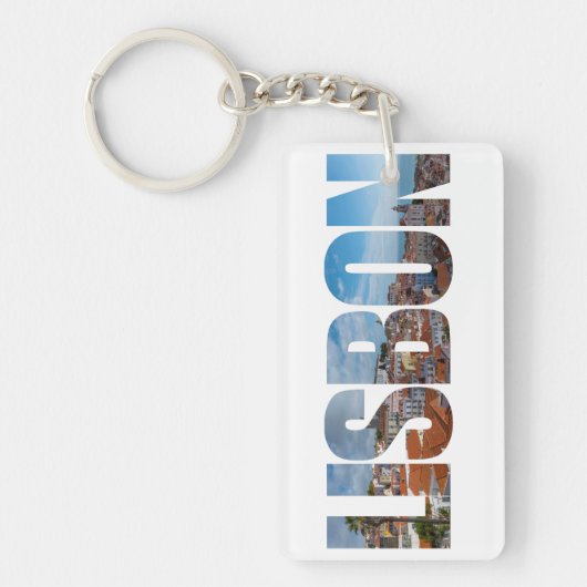 Porte-clés Texte de Lisbonne composé de la vue panoramique de (Devant)
