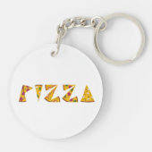 Porte-clés Texte de pizza fait à partir de tranches (Dos)