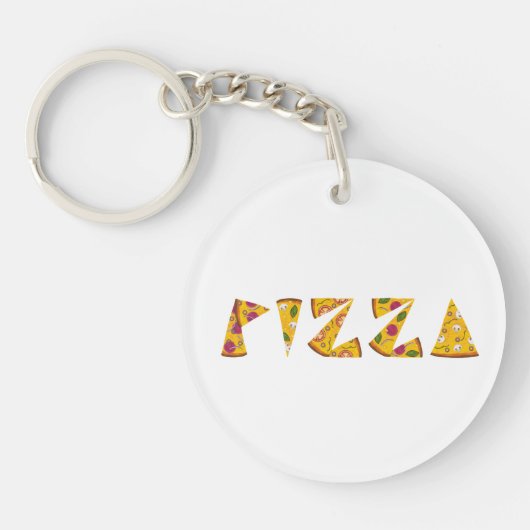 Porte-clés Texte de pizza fait à partir de tranches (Devant)
