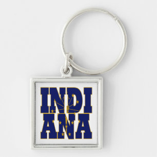 Porte-clés Texte du drapeau de l'état de l'Indiana