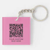 Porte-clés Texte du logo simple rose QR (Dos)