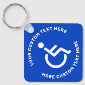 Porte-clés Texte du symbole désactivé Handicapé bleu blanc (Recto)