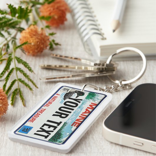 Porte-clés Texte fait sur commande de permis du Maine (Devant droit)