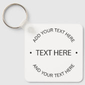 Porte-clés Texte modifiable simple et moderne | Blanc et noir (Recto)