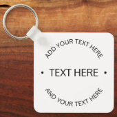 Porte-clés Texte modifiable simple et moderne | Blanc et noir (Recto)