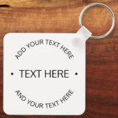 Porte-clés Texte modifiable simple et moderne | Blanc et noir (Verso)