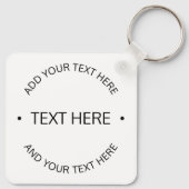 Porte-clés Texte modifiable simple et moderne | Blanc et noir (Dos)