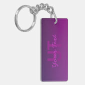 Porte-clés Texte Monogrammé Moderne Éditable & Ombre Violet (Devant gauche)