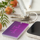 Porte-clés Texte Monogrammé Moderne Éditable & Ombre Violet (Devant droit)
