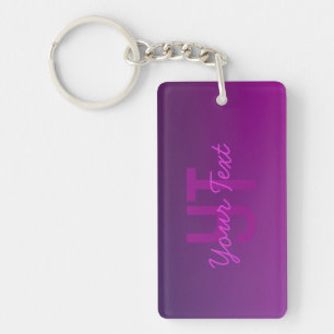 Porte-clés Texte Monogrammé Moderne Éditable & Ombre Violet