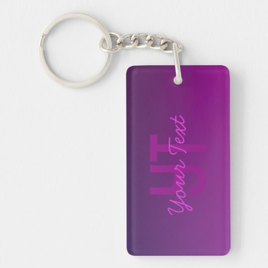 Porte-clés Texte Monogrammé Moderne Éditable & Ombre Violet (Devant)