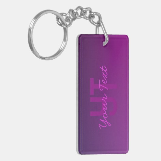 Porte-clés Texte monogramme modifiable moderne & Ombre violet (Devant gauche)