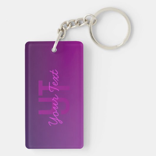 Porte-clés Texte monogramme modifiable moderne & Ombre violet (Dos)
