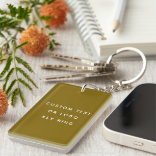 Porte-clés Texte Ou Logo Personnalisé Minimaliste Brown