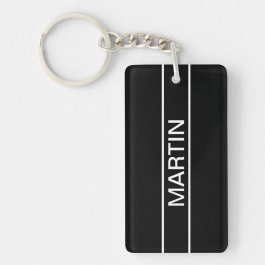 Porte-clés Texte personnalisable | Bold Modern Black & White (Devant)