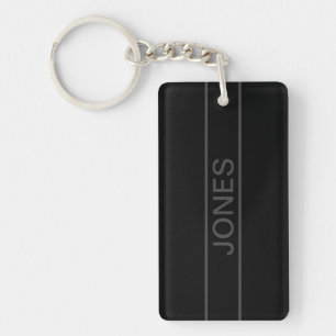 Porte-clés Texte personnalisable   Gras moderne noir et gris 