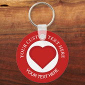 Porte-clés Texte personnalisé du coeur rouge (Recto)