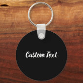 Porte-clés Texte personnalisé en noir avec script blanc (Recto)