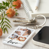 Porte-clés Texte personnalisé personnalisé de quatre photos (Devant droit)