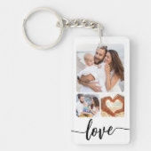 Porte-clés Texte personnalisé personnalisé de quatre photos (Devant)