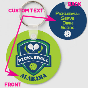 Porte-clés Texte personnalisé Pickleball 2 côtés