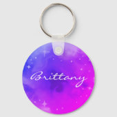 Porte-clés Texte personnalisé Rainbow Ombre Galaxy Stars Nebu (Recto)