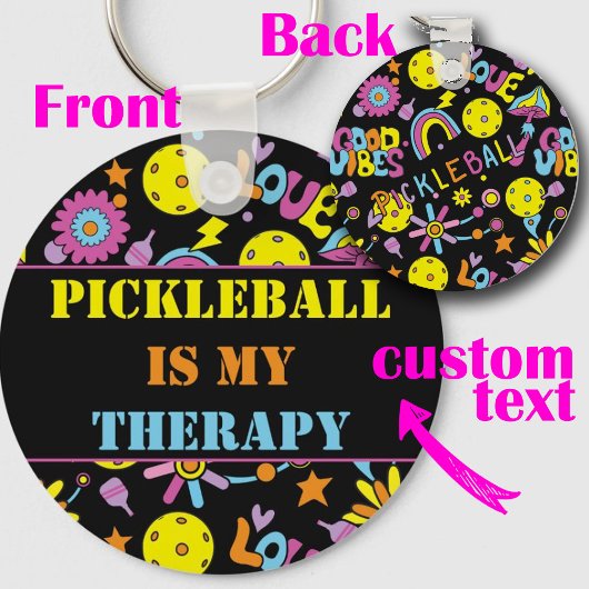 Porte-clés Texte personnalisé, Super, rétros 90, noir