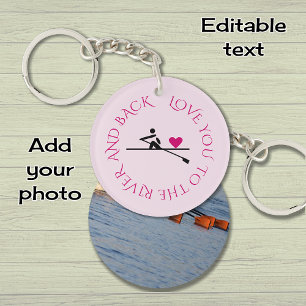 Porte-clés Texte photo personnalisé rowers rose recto-verso