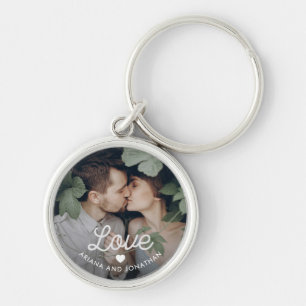 Porte-clés Texte rétroactif L'amour avec le coeur et votre