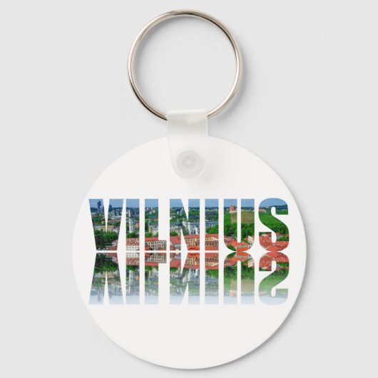 Porte-clés Texte Vilnius avec réflexion (Recto)