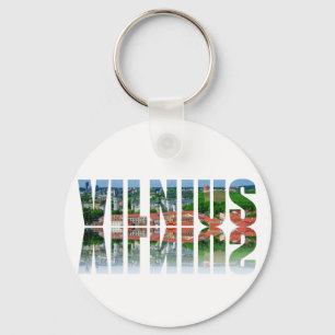 Porte-clés Texte Vilnius avec réflexion