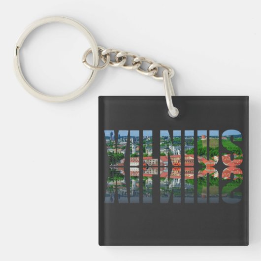 Porte-clés Texte Vilnius avec réflexion (Devant)