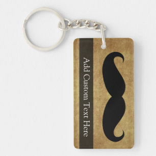 Porte-clés Texte vintage de la moustache w/Custom