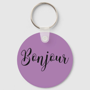 Porte-clés TexteNoirBonjour