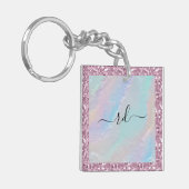 Porte-clés Texture arc-en-ciel Abstraite et cristal rose (Devant gauche)