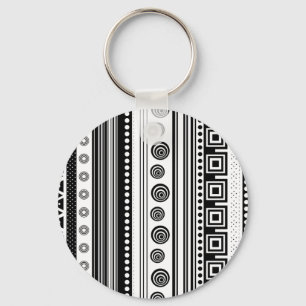 Porte-clés texture aztèque décorative BN
