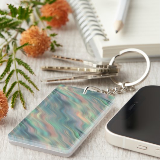 Porte-clés Texture bleue Iris Wavy (Devant droit)