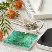 Porte-clés Texture craquée dans les tons vert et turquoise (Devant Droit)