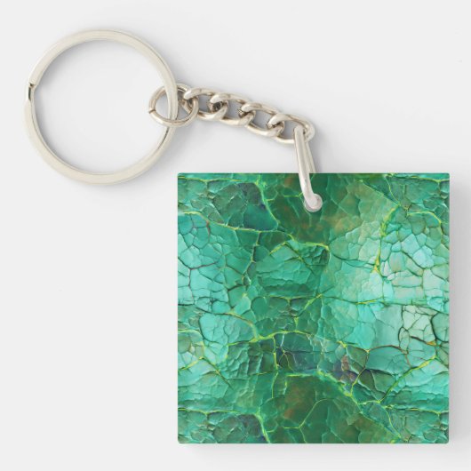 Porte-clés Texture craquée dans les tons vert et turquoise (Devant)