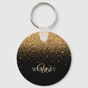 Porte-clés Texture de luxe élégant avec paillettes dorées    