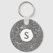 Porte-clés Texture de paillettes argentées fausses et monogra (Recto)