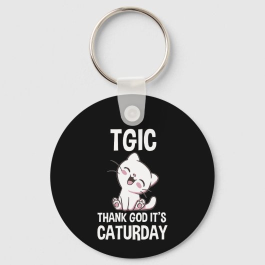 Porte-clés TGIC Thank God It's Caturday (Recto)