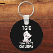 Porte-clés TGIC Thank God It's Caturday (Recto)