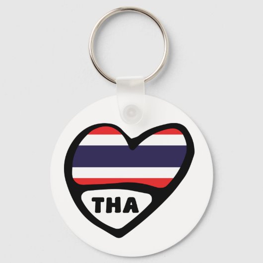 Porte-clés Thaïlande Code Pays Drapeau Clavier Coeur, THA (Recto)